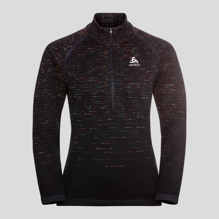 Odlo Mid Layers and Longsleeves The Blackcomb HalfZip Mid Layer Black 8211 Space Dye 8211 Women