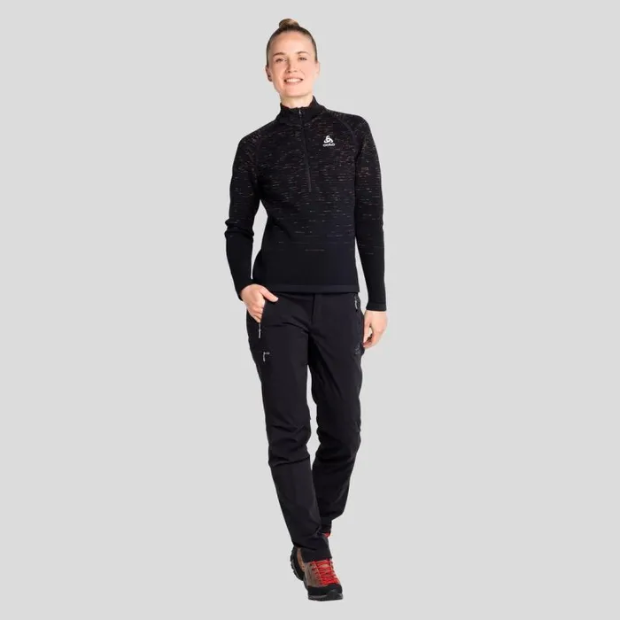 Odlo Mid Layers and Longsleeves The Blackcomb HalfZip Mid Layer Black 8211 Space Dye 8211 Women