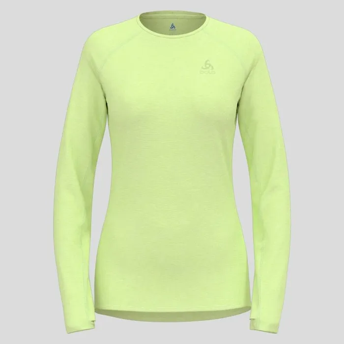 Odlo Mid Layers and Longsleeves The XAlp Performance Wool 115 Trail Running Long Sleeve TShirt Shadow Lime Melange 8211 Women