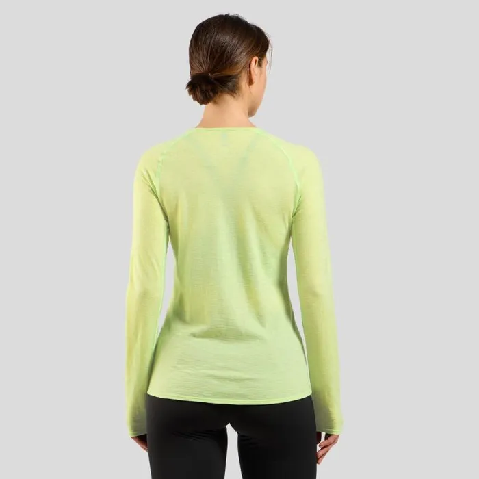 Odlo Mid Layers and Longsleeves The XAlp Performance Wool 115 Trail Running Long Sleeve TShirt Shadow Lime Melange 8211 Women