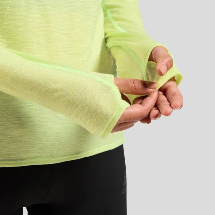 Odlo Mid Layers and Longsleeves The XAlp Performance Wool 115 Trail Running Long Sleeve TShirt Shadow Lime Melange 8211 Women