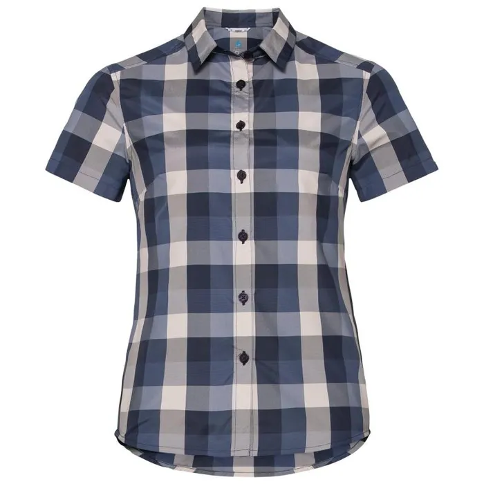 Odlo Tshirts and Polos Blouse Mythen Diving Navy 8211 Crystal Gray 8211 Blue Indigo 8211 Check 8211 Women Odlo Tshirts and Polos Blouse Mythen Diving Navy 8211 Crystal Gray 8211 Blue Indigo 8211 Check 8211 Women