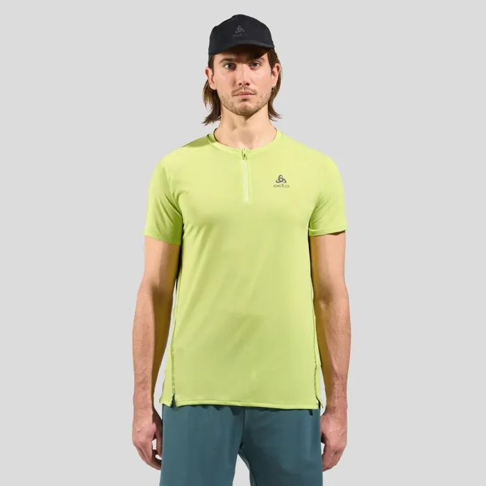 Odlo Tshirts and Polos The XAlp HalfZip Running TShirt Sharp Green 8211 Men