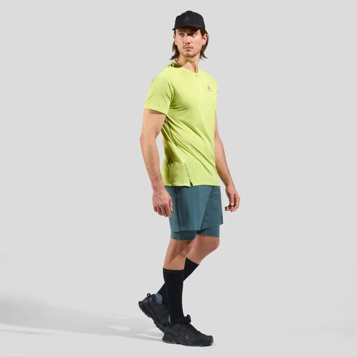 Odlo Tshirts and Polos The XAlp HalfZip Running TShirt Sharp Green 8211 Men
