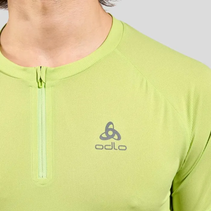 Odlo Tshirts and Polos The XAlp HalfZip Running TShirt Sharp Green 8211 Men