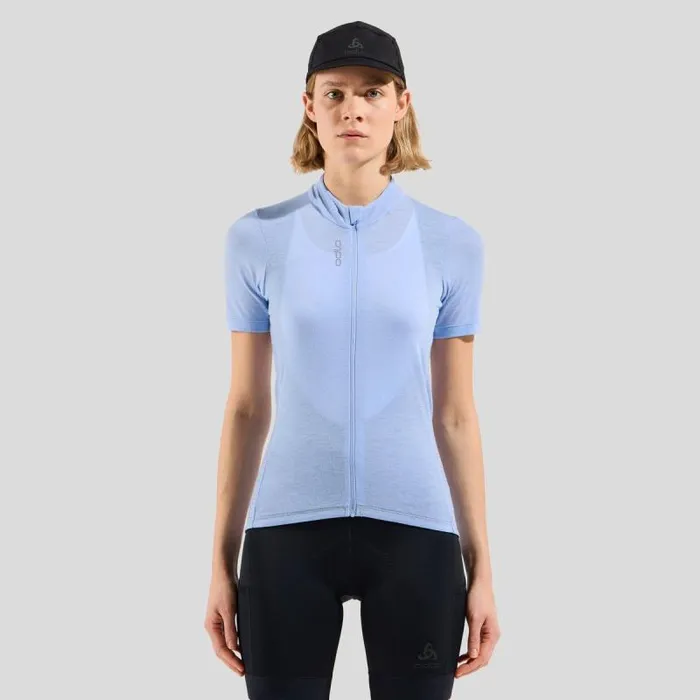 Odlo Tshirts and Polos The Zeroweight Performance Wool 125 Cycling Jersey Blue Heron Melange 8211 Women