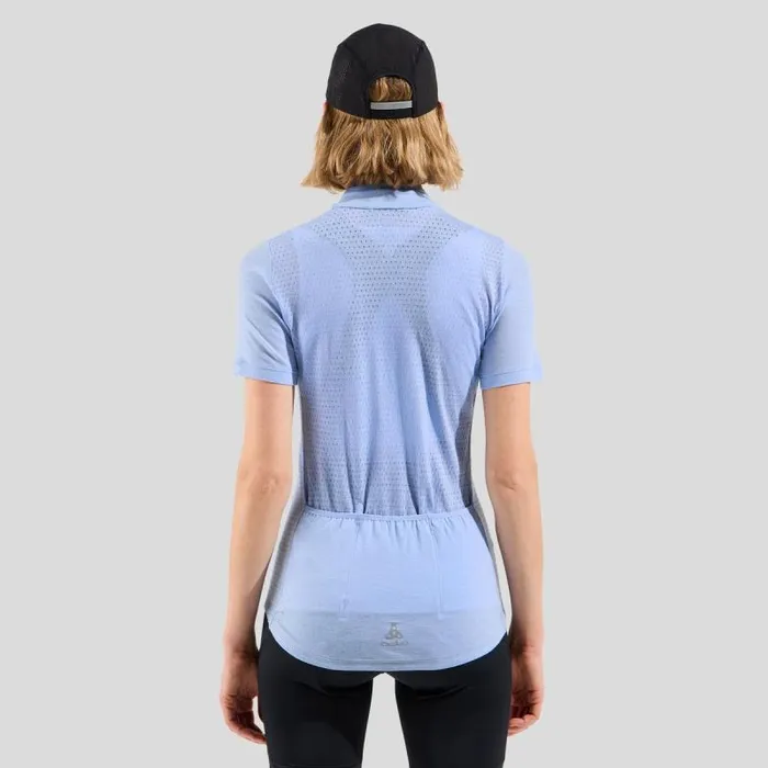 Odlo Tshirts and Polos The Zeroweight Performance Wool 125 Cycling Jersey Blue Heron Melange 8211 Women