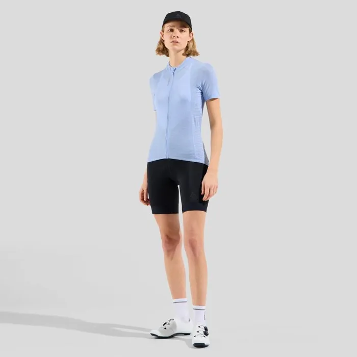 Odlo Tshirts and Polos The Zeroweight Performance Wool 125 Cycling Jersey Blue Heron Melange 8211 Women