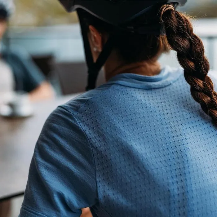 Odlo Tshirts and Polos The Zeroweight Performance Wool 125 Cycling Jersey Blue Heron Melange 8211 Women