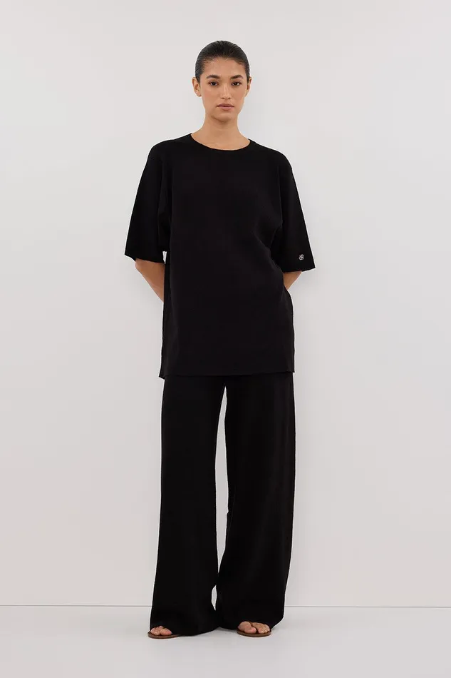 OLIVIA BLACK WIDE LEG KNIT PANT Women DISSH Pants