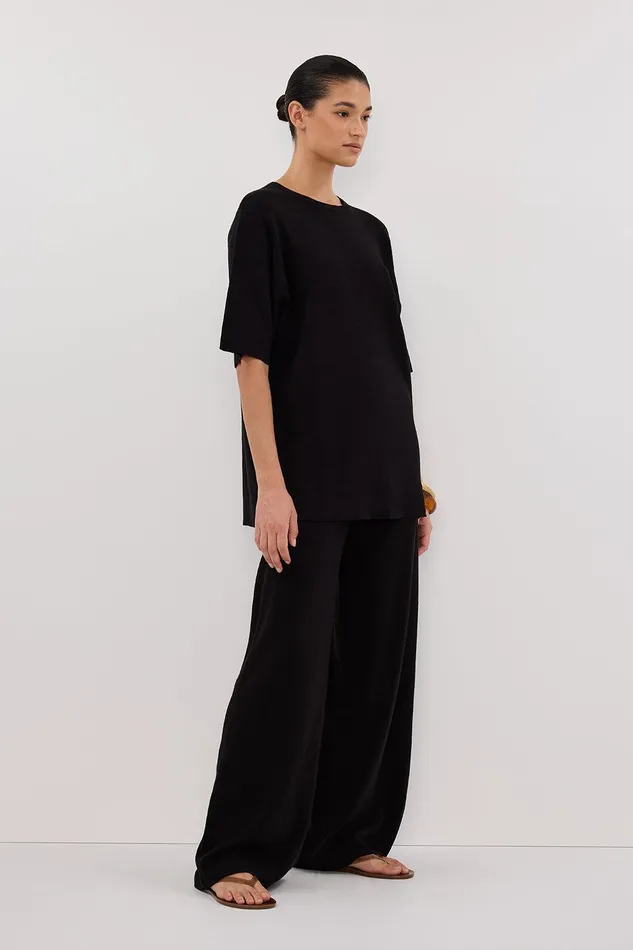 OLIVIA BLACK WIDE LEG KNIT PANT Women DISSH Pants