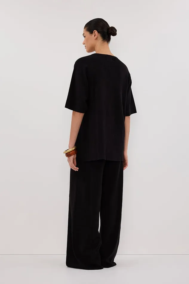 OLIVIA BLACK WIDE LEG KNIT PANT Women DISSH Pants