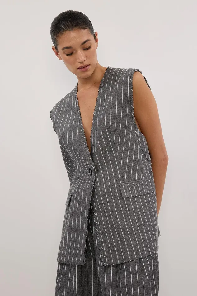 OLLIE SLATE STRIPE OVERSIZED VEST Women DISSH Vests