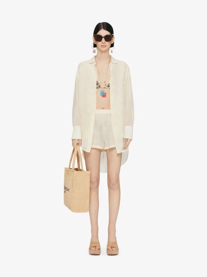 Oversized Shirt In Silk And Linen With Draped Back Ivory Women Givenchy Tops and Shirts Oversized Shirt In Silk And Linen With Draped Back Ivory Women Givenchy Tops and Shirts