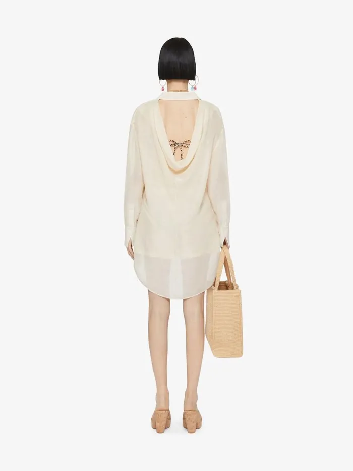 Oversized Shirt In Silk And Linen With Draped Back Ivory Women Givenchy Tops and Shirts