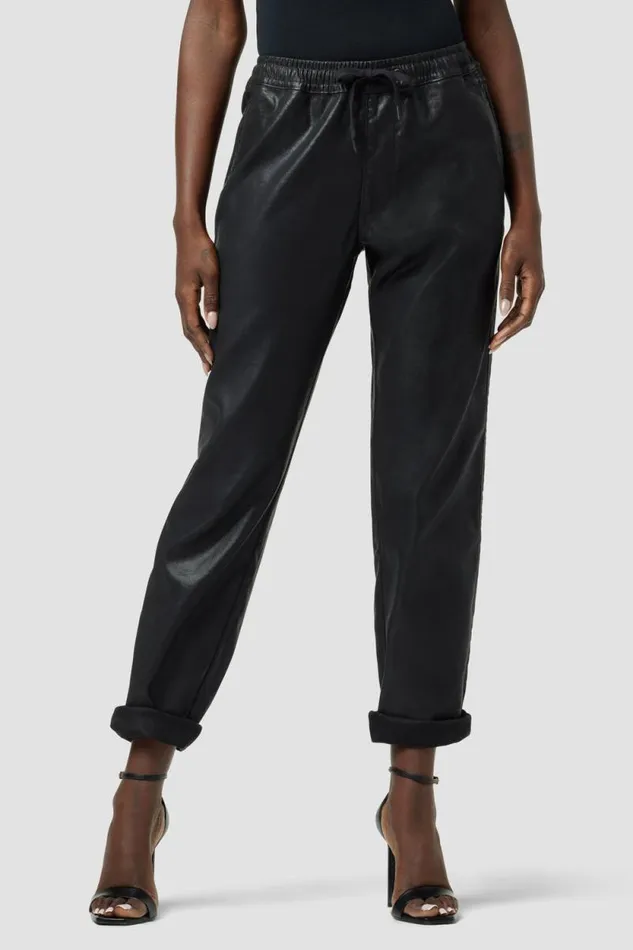 Pants Women Hudson Jeans Coated Track Pant Coated Black Beauty
