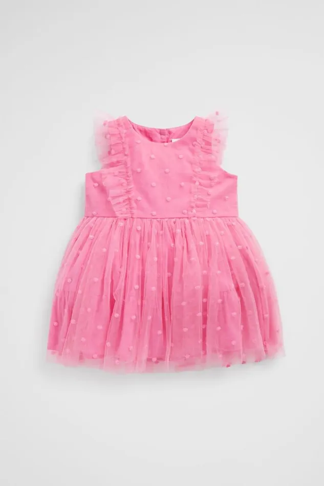 Party BabyGirl Seed Heritage Spot Embroidered Dress Carnation Pink
