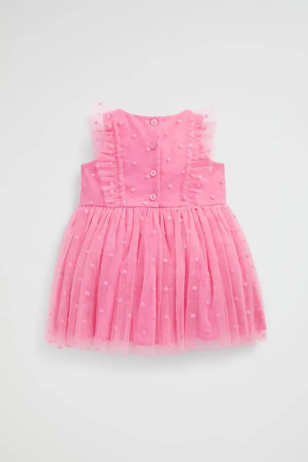 Party BabyGirl Seed Heritage Spot Embroidered Dress Carnation Pink