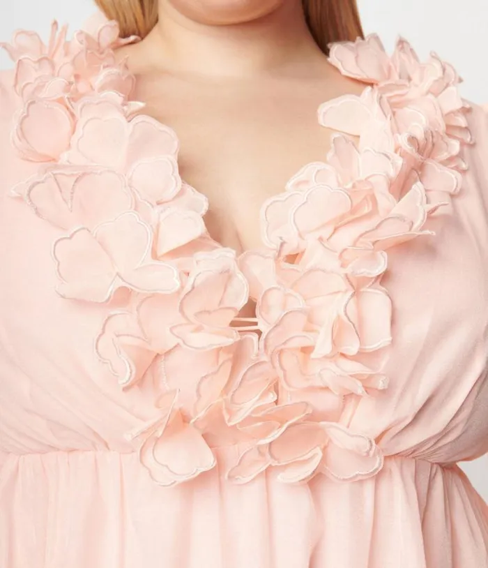 Peach Ruffled Maxi Dress Dresses Unique Vintage Maxi