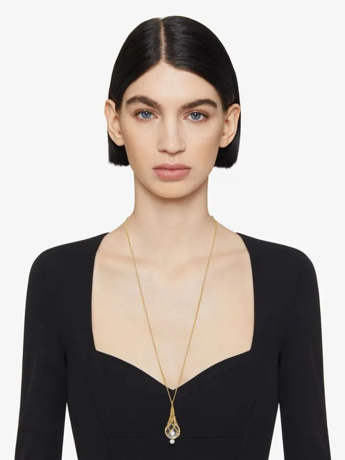 Pearling Necklace In Metal With Pearls And Crystals Transparentgolden Women Givenchy Jewelry