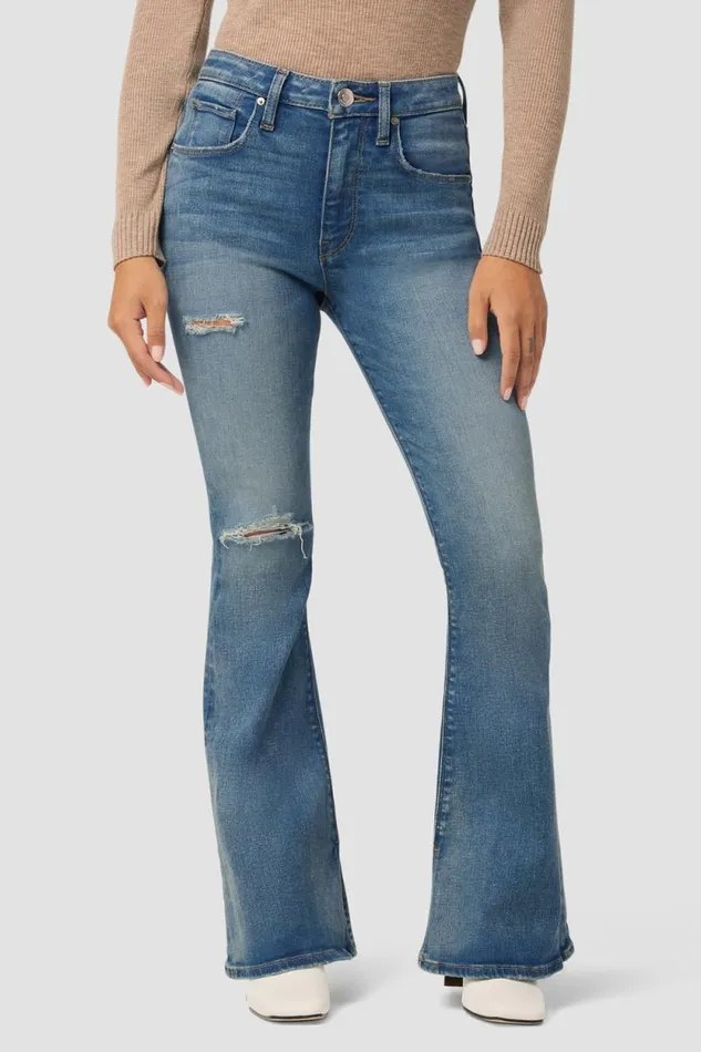 Petite Inseams Women Hudson Jeans Holly HighRise Flare Petite Jean Coral
