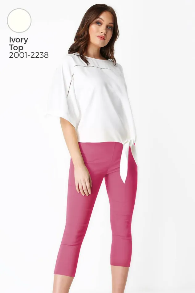 Pink Cropped Stretch Trouser Women Roman Coords