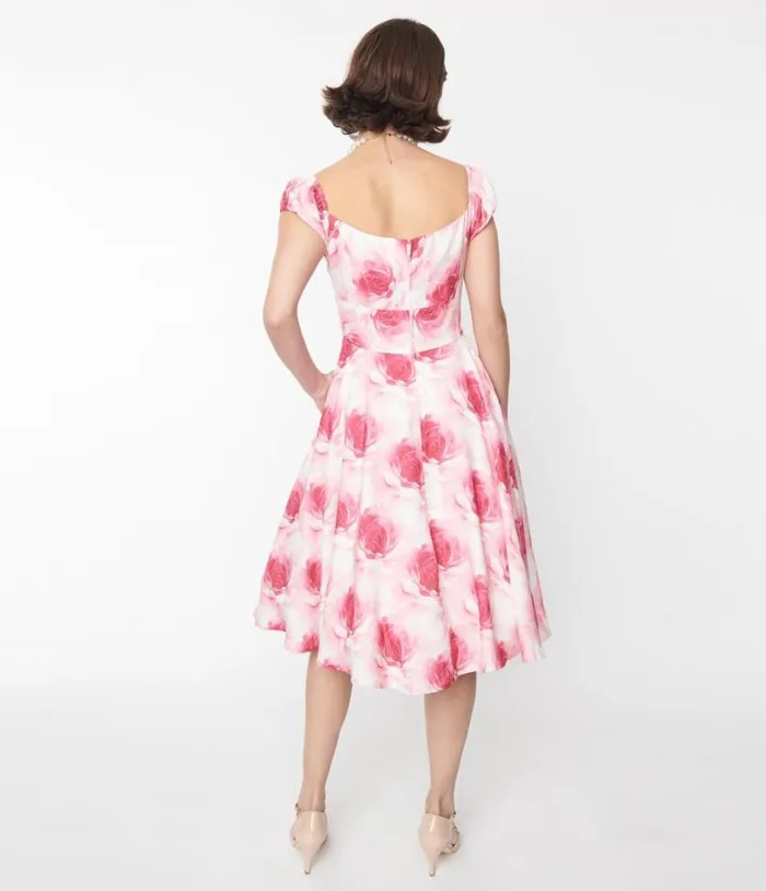 Pink Roses Sophia Swing Dress Dresses Unique Vintage Pocket Dresses