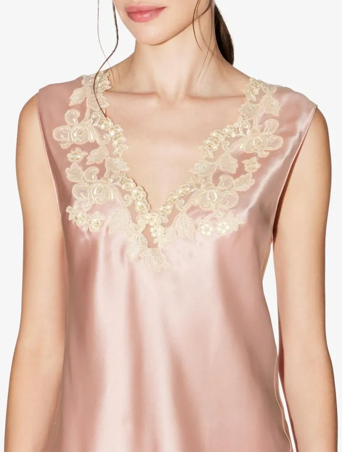 Pink Silk Satin Top With Frastaglio Sleepwear La Perla Camisoles