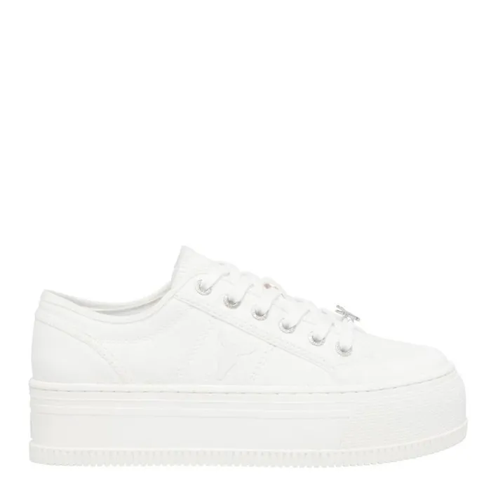 Platform Sneakers Women Windsor Smith DEALBREAKER WHITE CANVAS SNEAKERS