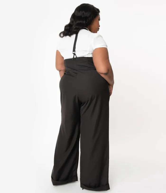 Plus Size 1930s Black Thelma Suspender Pants ClothingPlus Unique Vintage Pants