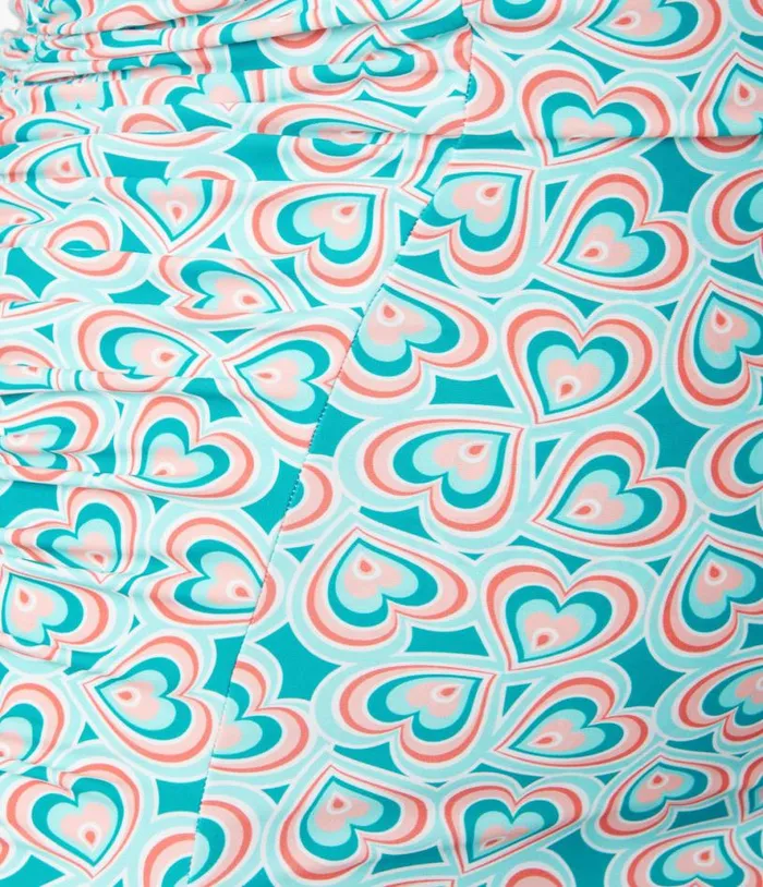 Plus Size Turquoise Retro Hearts Print Corrine Sheath Swimsuit Plus Unique Vintage One Piece Swim