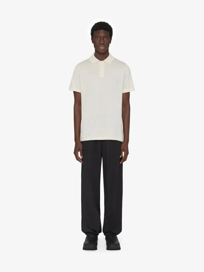 Polo In Cotton And Silk With 4g Detail Ivory Men Givenchy TShirts