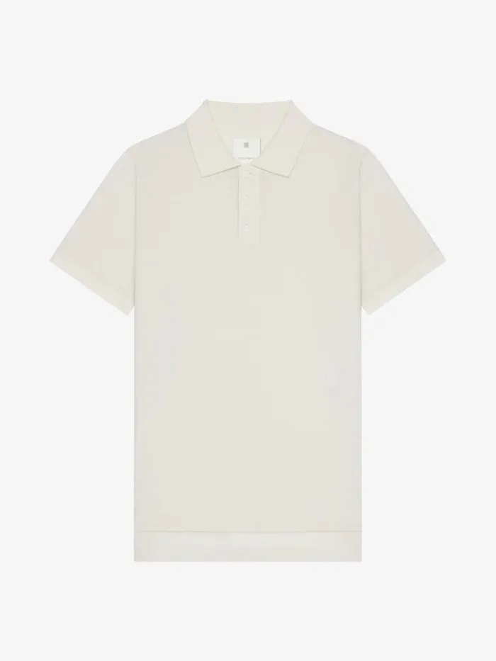 Polo In Cotton And Silk With 4g Detail Ivory Men Givenchy TShirts