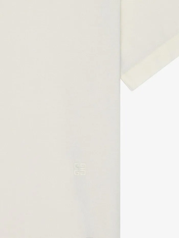 Polo In Cotton And Silk With 4g Detail Ivory Men Givenchy TShirts