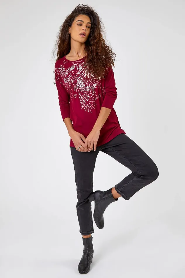 Port Metallic Firework Stretch Top Women Roman Tops