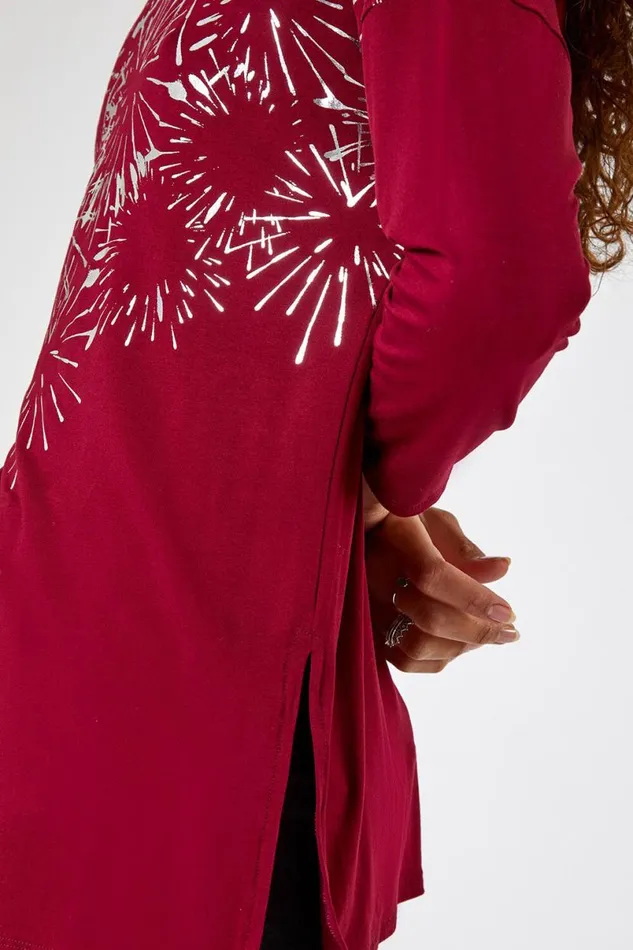 Port Metallic Firework Stretch Top Women Roman Tops