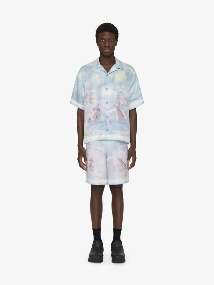 Printed Bermuda Shorts In Silk Multicolored Men Givenchy Pants and Shorts
