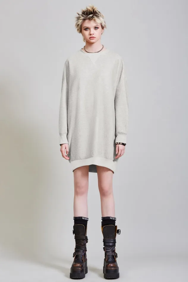 R13 Dresses Women Grunge Sweatshirt Dress 8211 Heather Grey