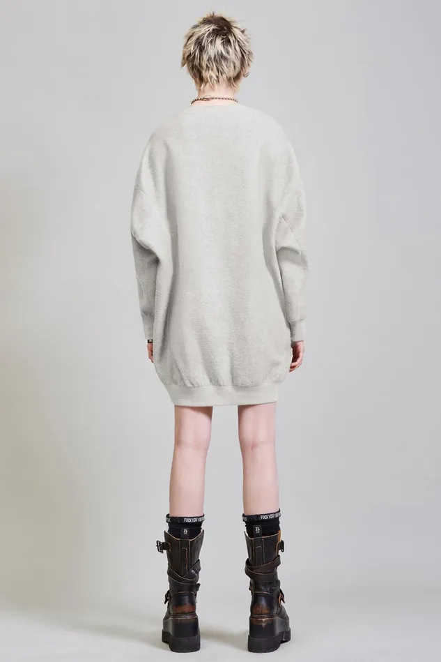 R13 Dresses Women Grunge Sweatshirt Dress 8211 Heather Grey