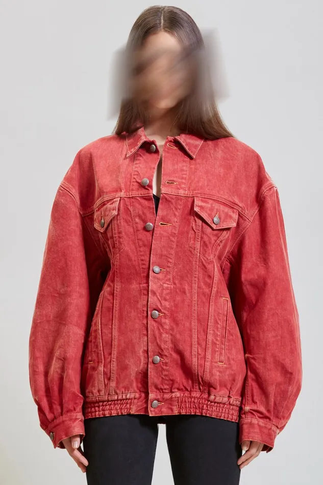 R13 Jackets and Coats Women Cinched Waist Denim Trucker 8211 Vintage Red