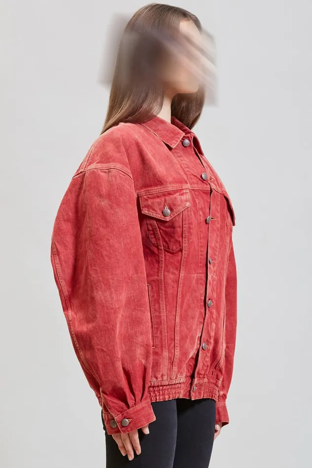 R13 Jackets and Coats Women Cinched Waist Denim Trucker 8211 Vintage Red