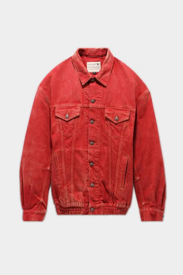 R13 Jackets and Coats Women Cinched Waist Denim Trucker 8211 Vintage Red