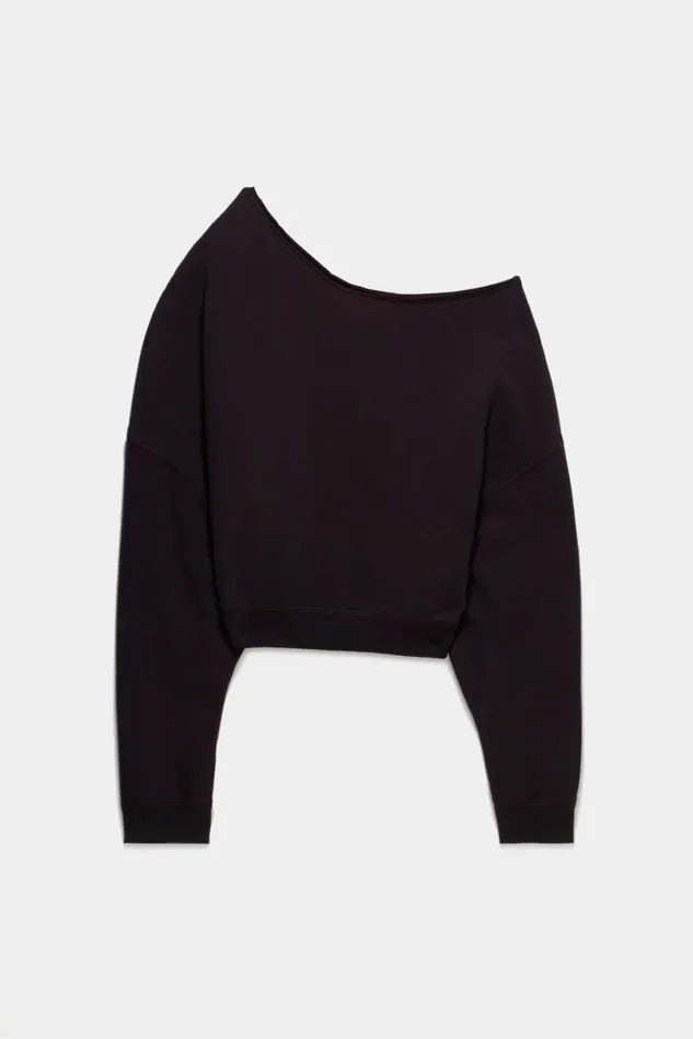 R13 Sweatshirts Women Off Shoulder Patti Sweatshirt 8211 Washed Black R13 Sweatshirts Women Off Shoulder Patti Sweatshirt 8211 Washed Black