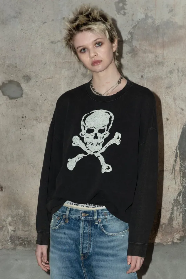 R13 Sweatshirts Women Skull Oversized Crewneck