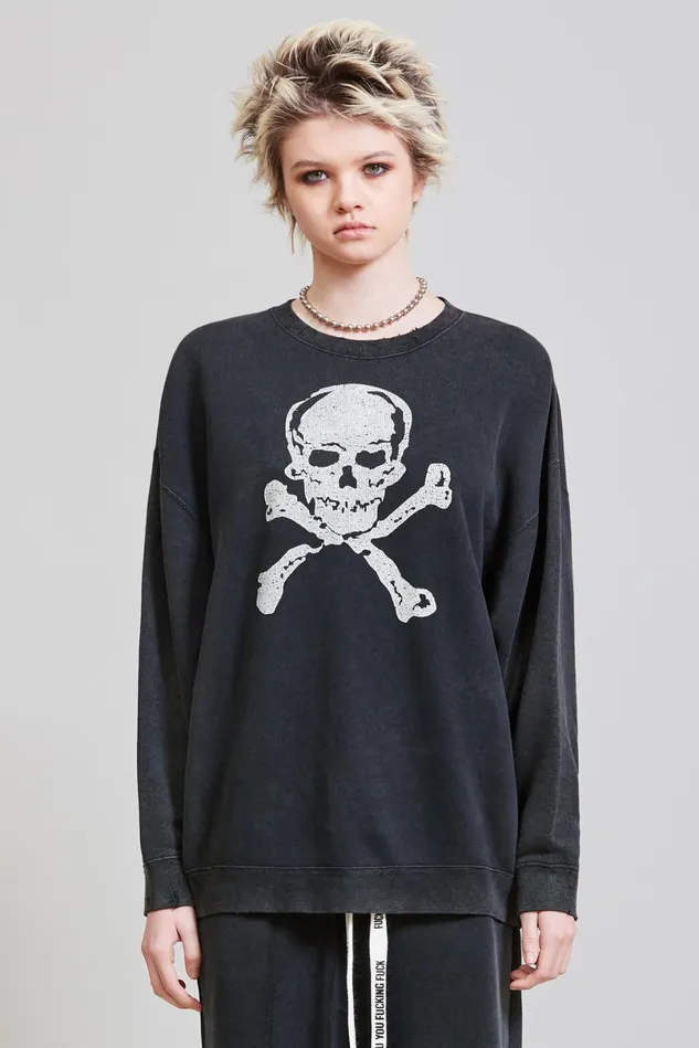 R13 Sweatshirts Women Skull Oversized Crewneck