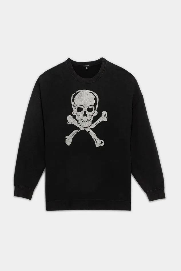 R13 Sweatshirts Women Skull Oversized Crewneck