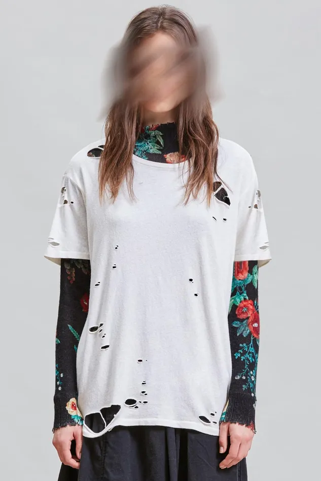 R13 TShirts Women Destroyed Boy TShirt 8211 Ecru