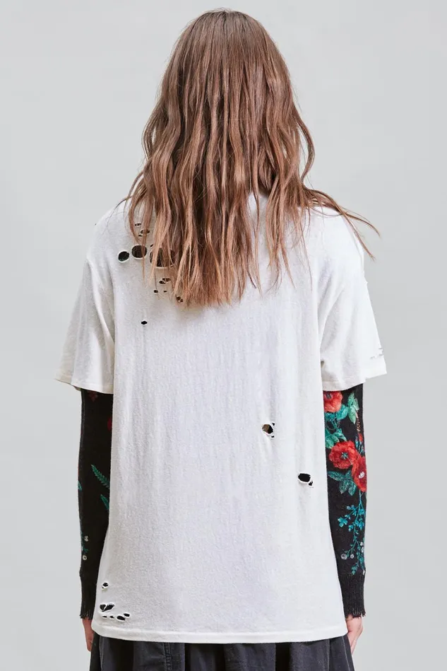 R13 TShirts Women Destroyed Boy TShirt 8211 Ecru