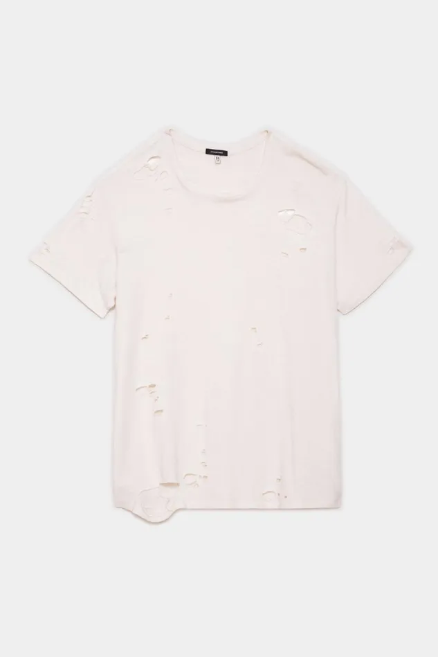 R13 TShirts Women Destroyed Boy TShirt 8211 Ecru