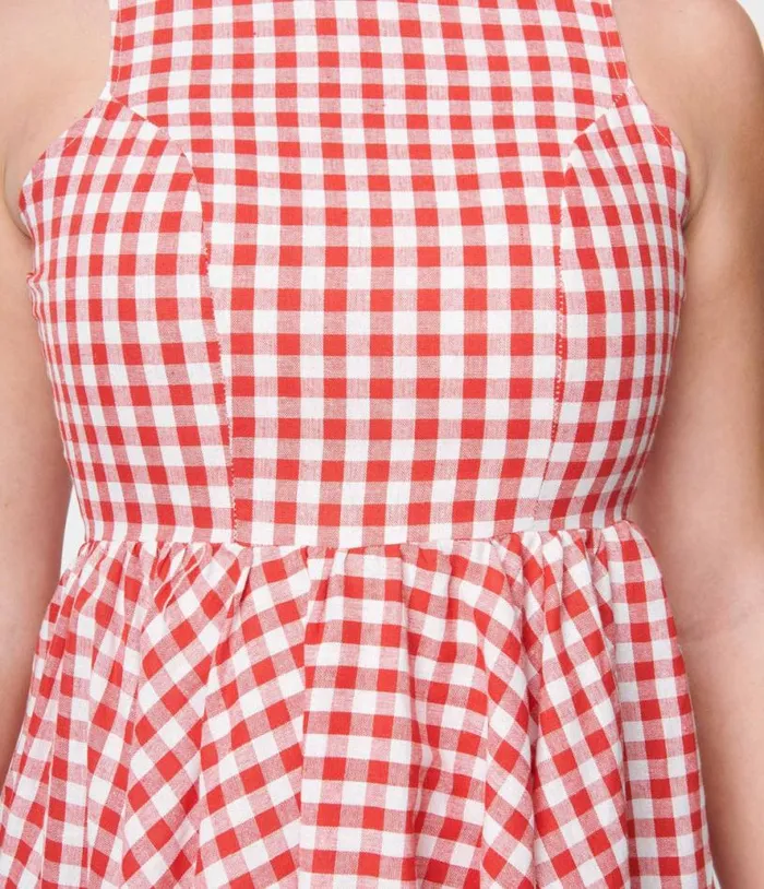 Red and White Gingham Swing Dress Dresses Unique Vintage Swing